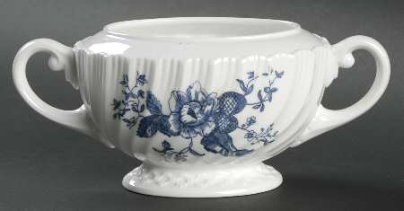 Blue Sprays (White) Sugar Bowl No Lid