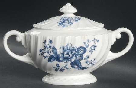 Blue Sprays (White) Sugar Bowl & Lid