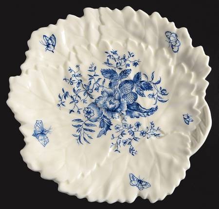 Blue Sprays (White) 8" Leaf Dish