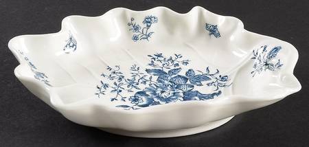 Blue Sprays (White) 7" Leaf Dish
