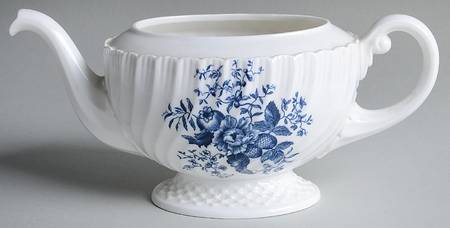 Blue Sprays (White) Teapot No Lid