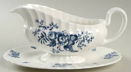 Blue Sprays (White) Gravy Boat & Underplate