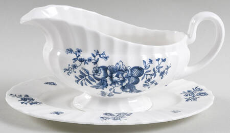 Blue Sprays (Ribbed) Gravy Boat & Underplate