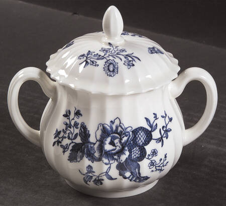 Blue Sprays (Ribbed) Sugar Bowl & Lid