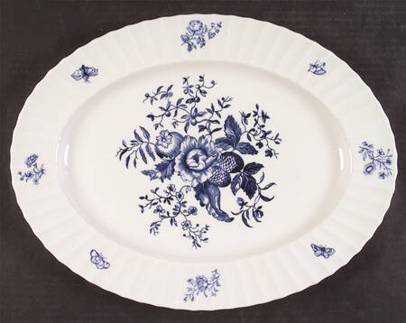 Blue Sprays (Ribbed) 15" Oval Serving Platter