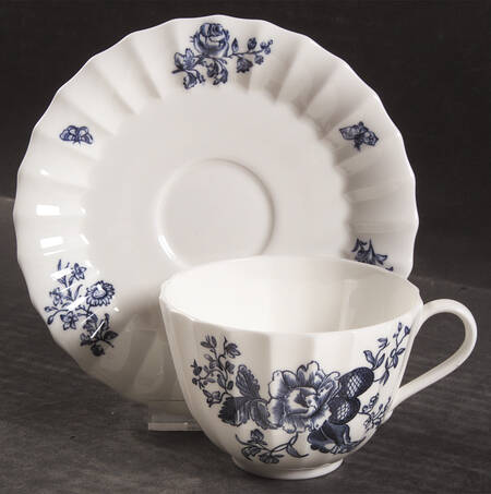 Blue Sprays (Ribbed) Footed Cup & Saucer Set