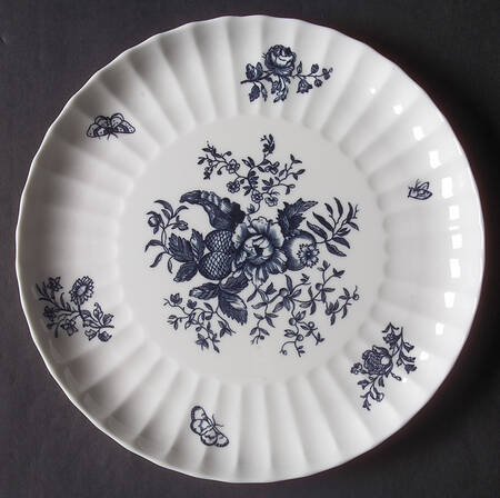 Blue Sprays (Ribbed) Cake Plate