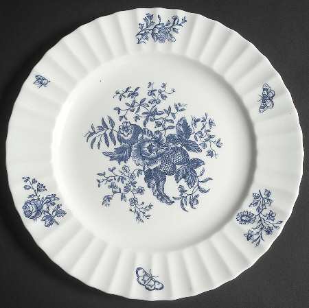 Blue Sprays (Ribbed) Luncheon Plate