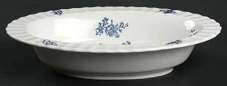 Blue Sprays (Ribbed) 10" Oval Vegetable Bowl