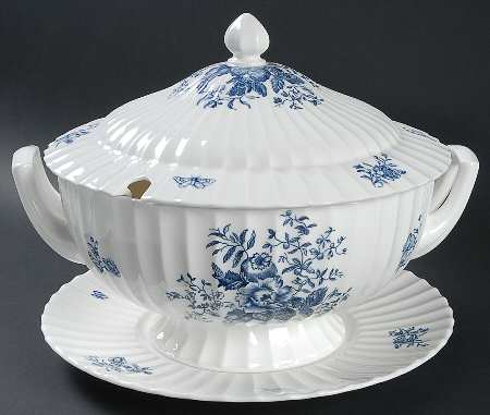 Blue Sprays (Ribbed) Tureen & Lid w/Underplate