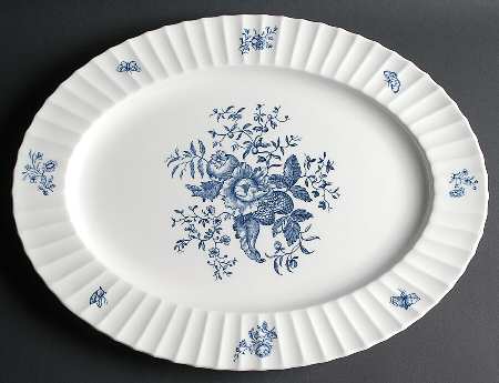 Blue Sprays (Ribbed) 17" Oval Serving Platter