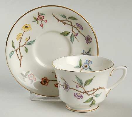 Blossom Time Footed Demitasse Cup & Saucer Set by Royal Worcester
