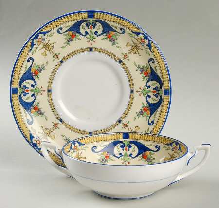 Bordeaux Footed Cream Soup Bowl & Saucer Set