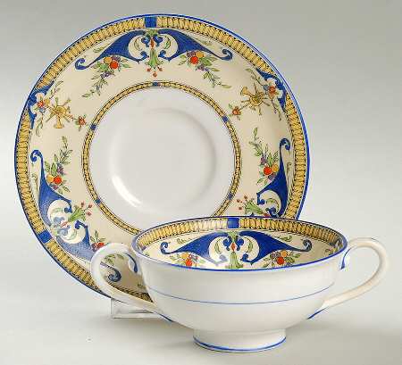 Bordeaux Footed Bouillon Cup & Saucer