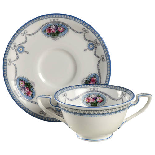 Cameo Footed Bouillon Cup & Saucer