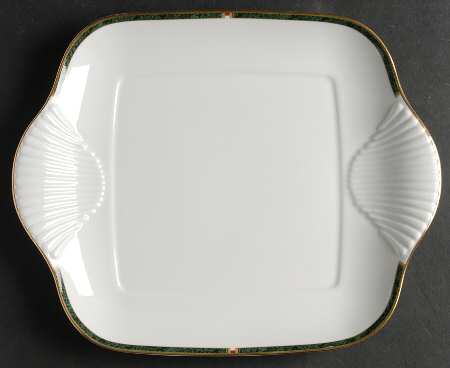 Carina Green Square Handled Cake Plate