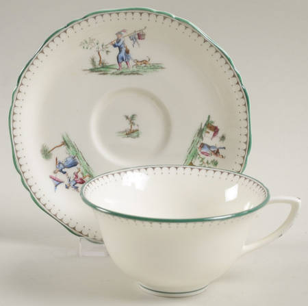Canton Footed Cup & Saucer Set