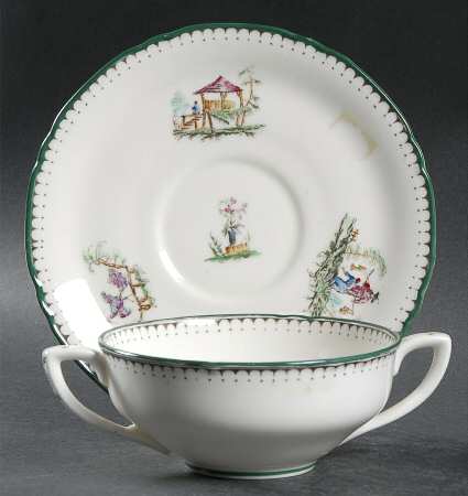 Canton Flat Cream Soup Bowl & Saucer Set