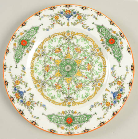 Canopic (Red Flowers and Green) Salad Plate
