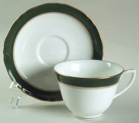 Cavendish Leather Green Flat Cup & Saucer Set