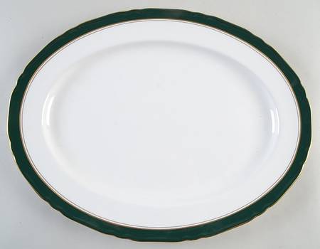 Cavendish Leather Green 15" Oval Serving Platter