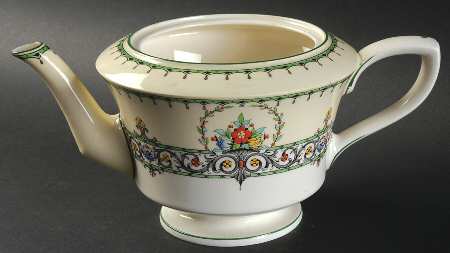 Chalons (Green Trim, No Center) Teapot No Lid