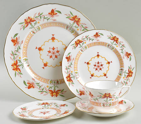 Chamberlain Orange 5 Piece Place Setting