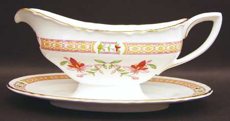 Chamberlain Orange Gravy Boat with Attached Underplate