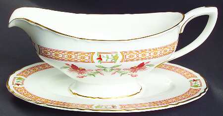Chamberlain Orange Gravy Boat & Underplate