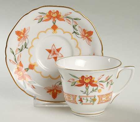Chamberlain Orange Flat Demitasse Cup & Saucer Set