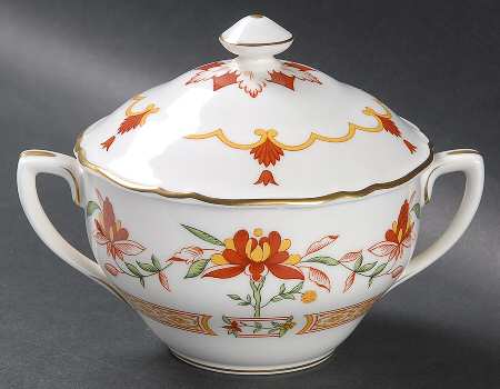 Chamberlain Orange Sugar Bowl & Lid