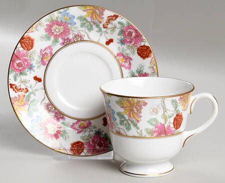 Chinese Garden Footed Cup & Saucer Set