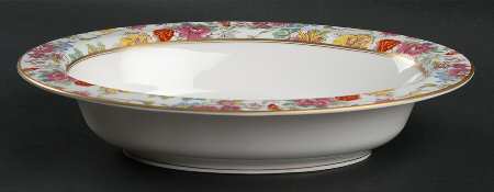 Chinese Garden 10" Oval Vegetable Bowl