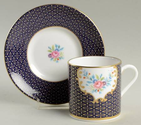 Chamberlain's Rose Flat Demitasse Cup & Saucer Set