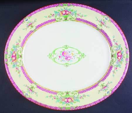 Cordova (Pink Border) 17" Oval Serving Platter