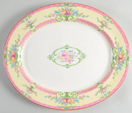 Cordova (Pink Border) 15" Oval Serving Platter