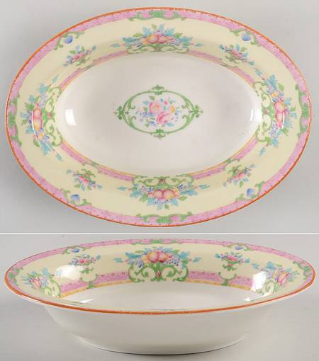 Cordova (Pink Border) 9" Oval Vegetable Bowl