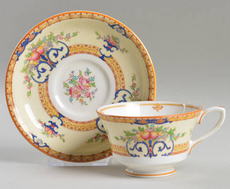 Cordova (Yellow Border)  Footed Cup & Saucer Set
