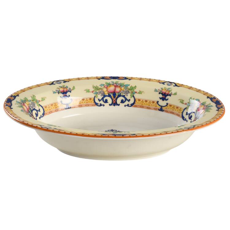 Cordova (Yellow Border)  10" Oval Vegetable Bowl