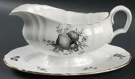 Delecta (Black Design) Gravy Boat with Attached Underplate