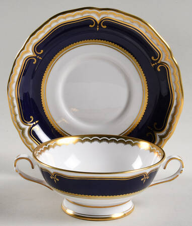 Diplomat Footed Cream Soup Bowl & Saucer Set