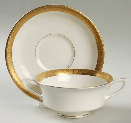 Durham Footed Cream Soup Bowl & Saucer Set