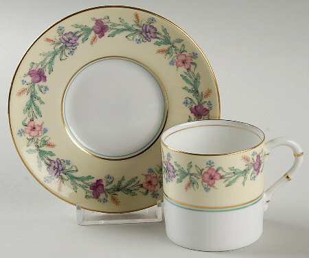 Elysian (Cream Border) Flat Demitasse Cup & Saucer Set