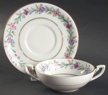 Elysian (White Body) Flat Cream Soup Bowl & Saucer Set
