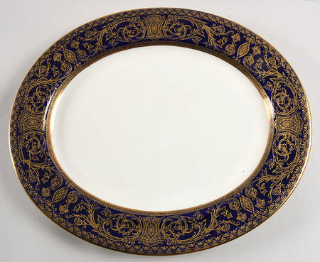 Embassy Cobalt Blue Gold 15" Oval Serving Platter