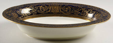 Embassy Cobalt Blue Gold 10" Oval Vegetable Bowl
