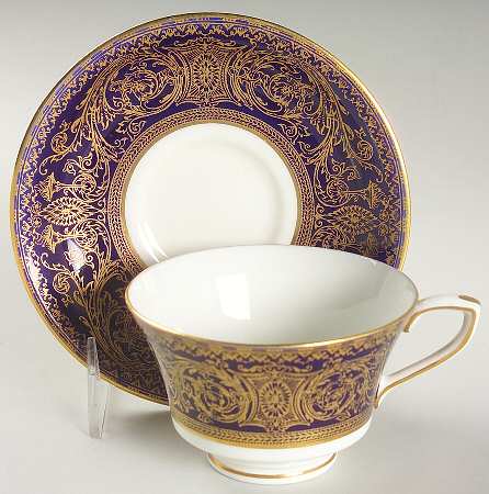 Embassy Cobalt Blue Gold Footed Cup & Saucer Set