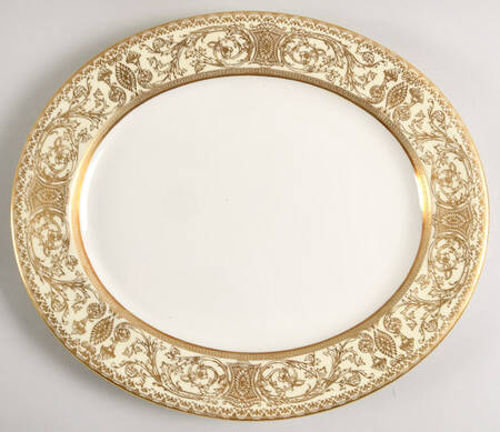 Embassy Cream Rim and Gold 13" Oval Serving Platter