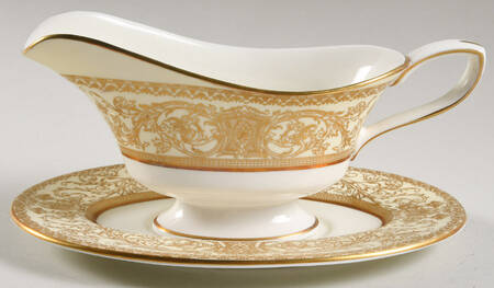 Embassy Cream Rim and Gold Gravy Boat & Underplate