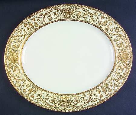 Embassy Cream Rim and Gold 15" Oval Serving Platter